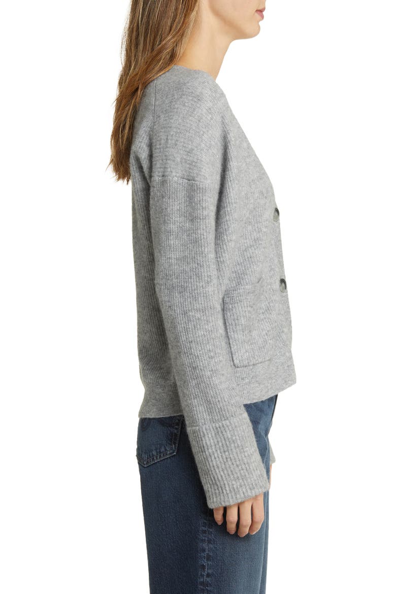 Boxy Rib Cardigan, Alternate, color, GREY HEATHER