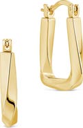 Sterling Forever Square Twist Hoop Earrings