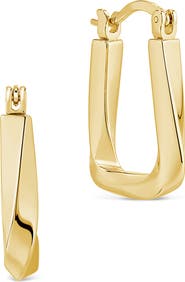 Sterling Forever Square Twist Hoop Earrings