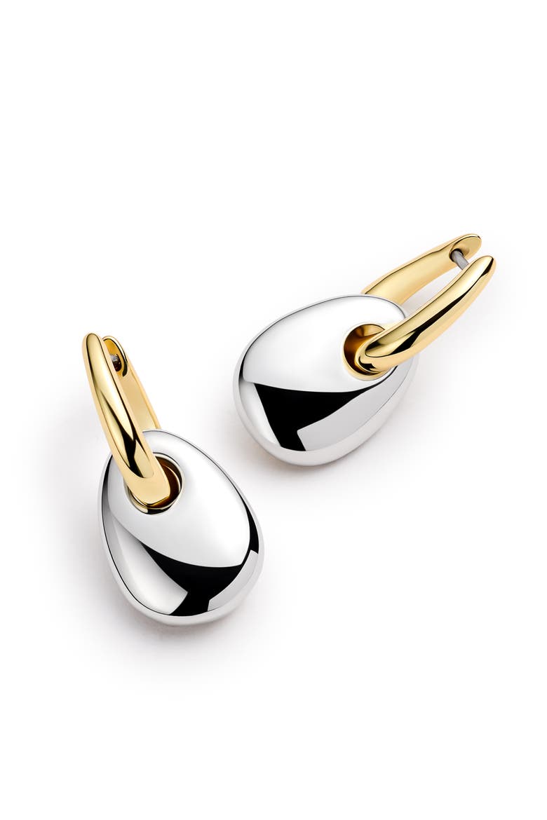 Kayla Clear Drop Hoop Earrings, Alternate, color, GOLD / SILVER