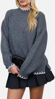 Blu Pepper Scalloped Trim Sweater