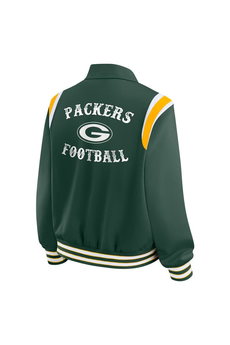 Women's WEAR by Erin Andrews Green Green Bay Packers Varsity Lightweight Full-Snap Jacket, Alternate, color, Green