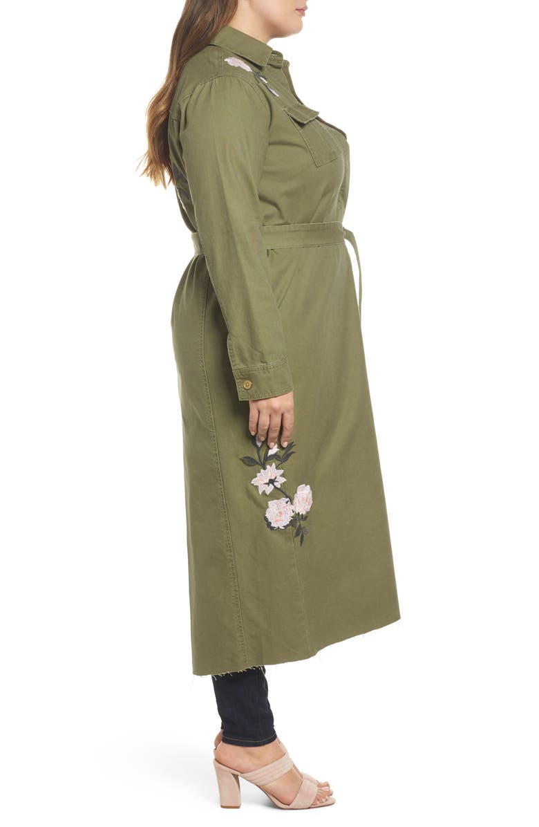 RACHEL Rachel Roy Embroidered Army Duster, Alternate, color, 