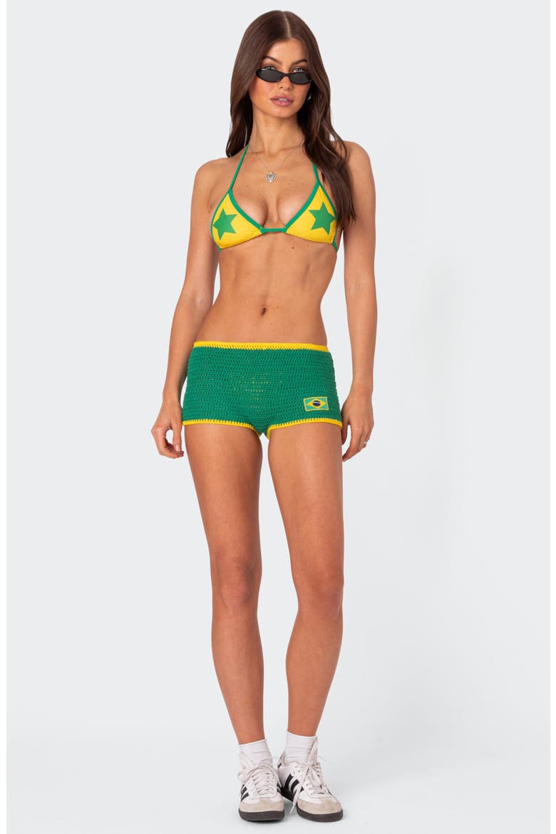 Brasil Knit Cover-Up Shorts, Alternate, color, GREEN