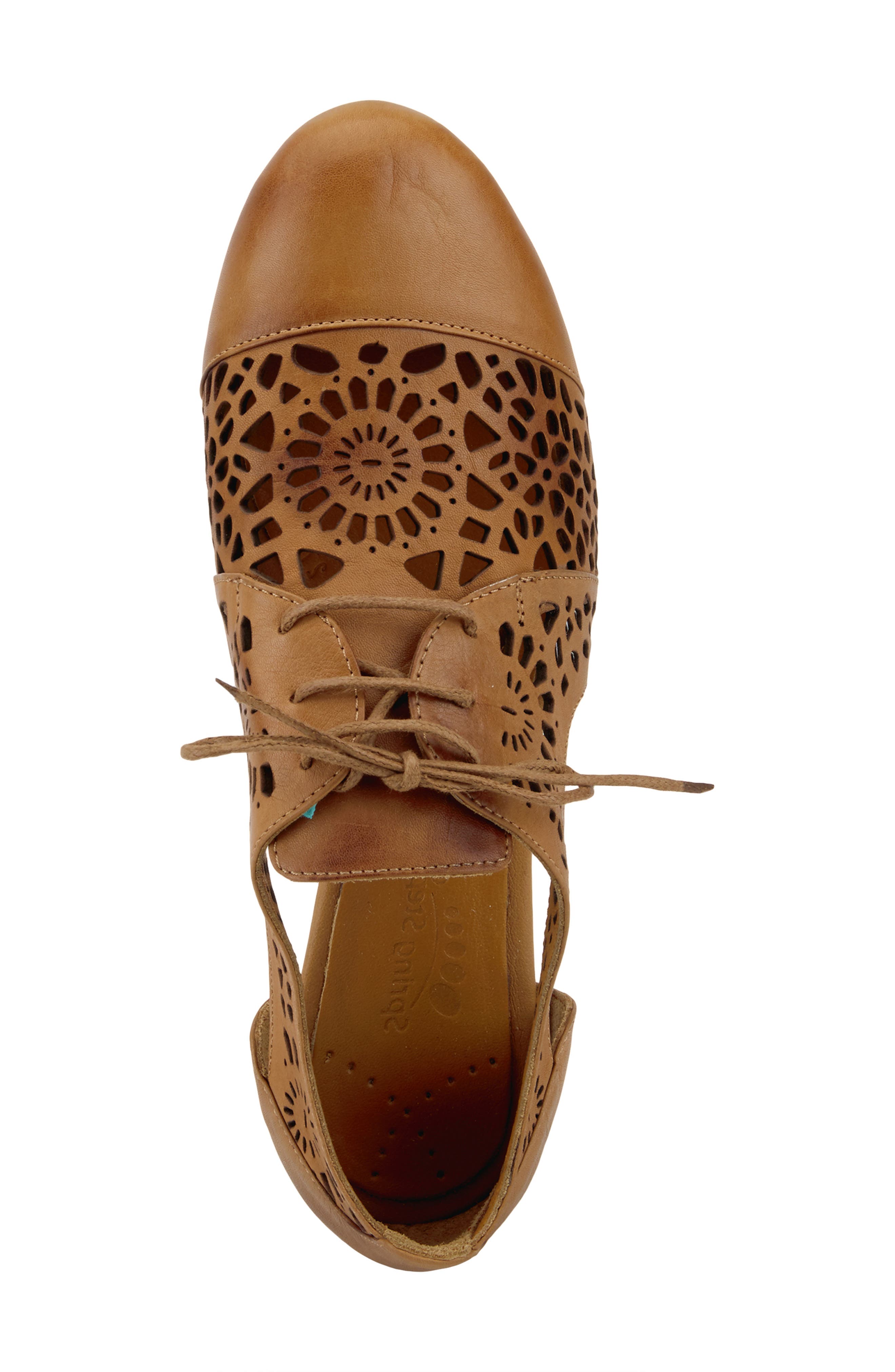 Theone Cutout Derby Flat, Alternate, color, CAMEL LEATHER