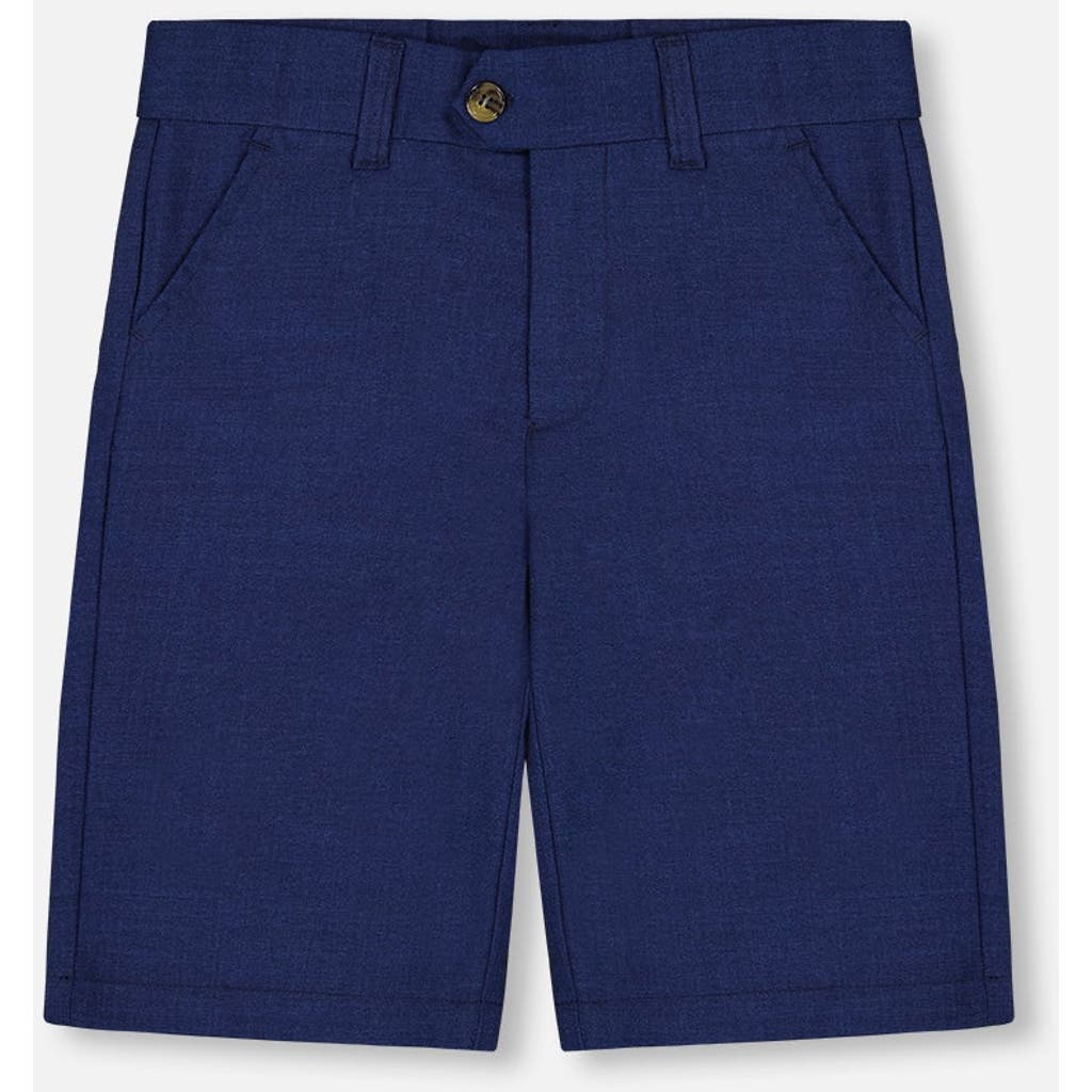 Deux Par Deux Little Boy's Slant Pocket Bermuda Shorts Navy Blue In Navy Blue Striped