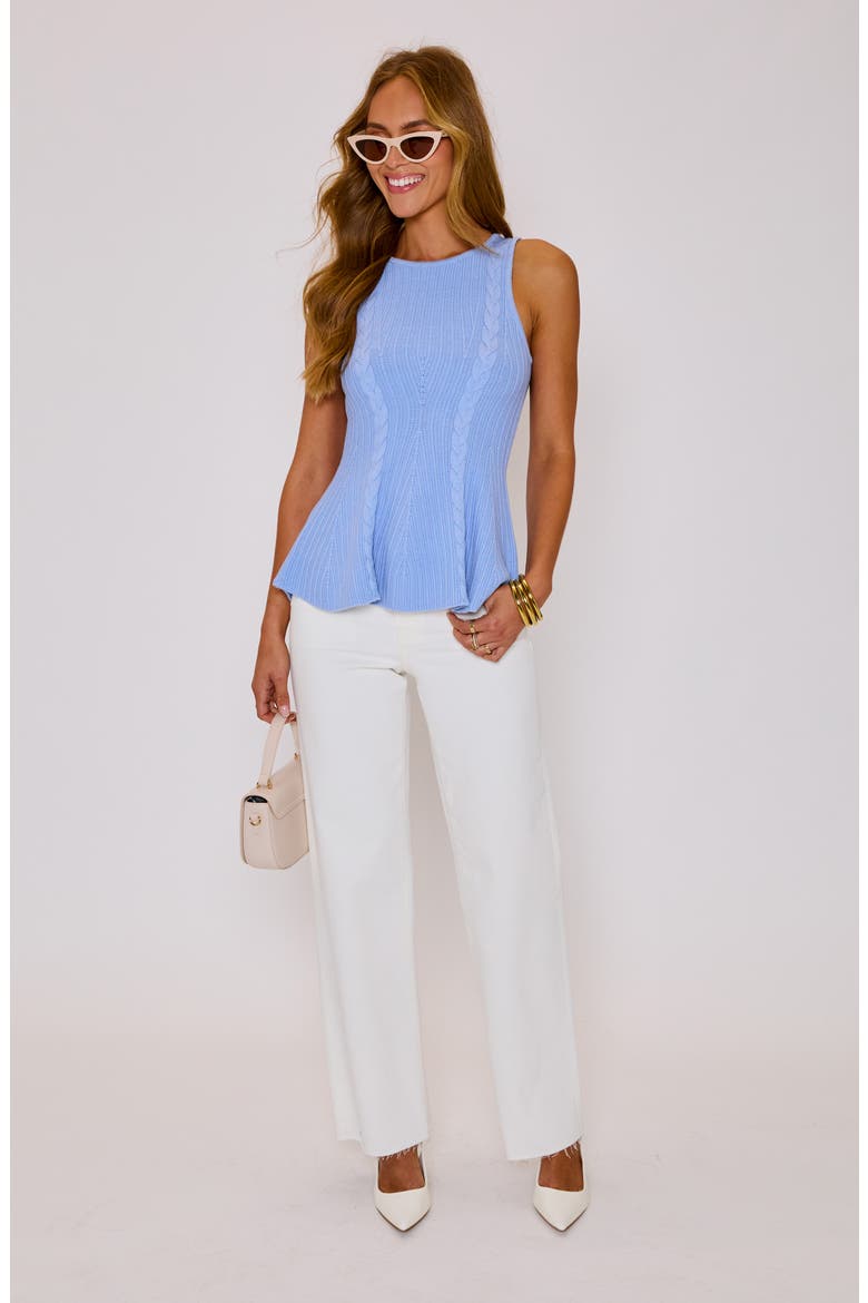 Maggie Sleeveless Peplum Sweater, Alternate, color, BABY BLUE