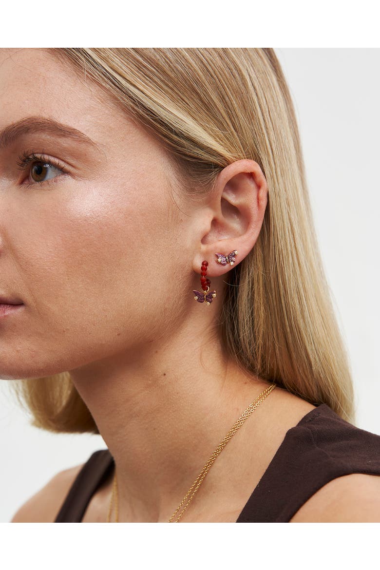 Hera Butterfly Charm Hoop Earrings, Alternate, color, Gold