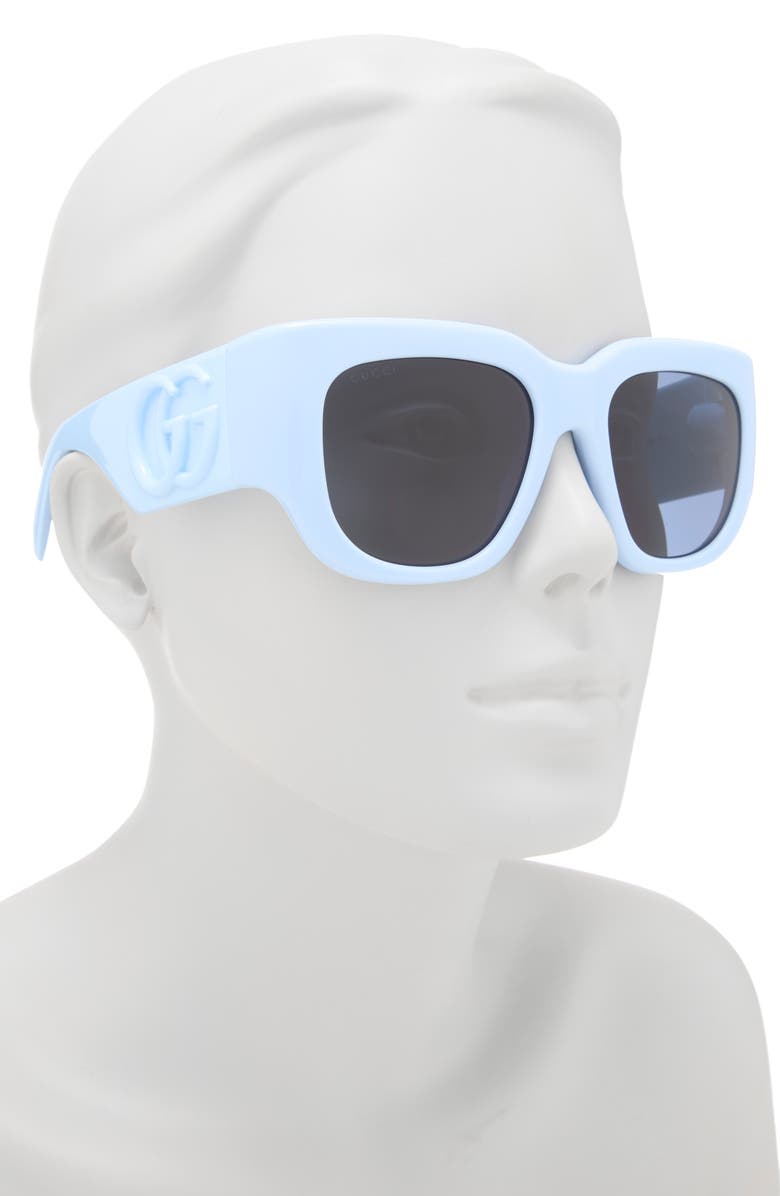 Gucci 53mm Oversize Cat Eye Sunglasses, Alternate, color, Light Blue Light Blue Blue