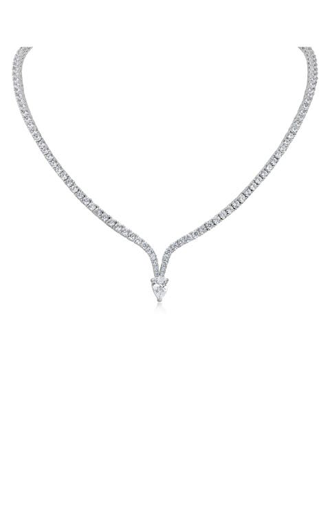 Round & Pear Cut Cubic Zirconia Collar Necklace