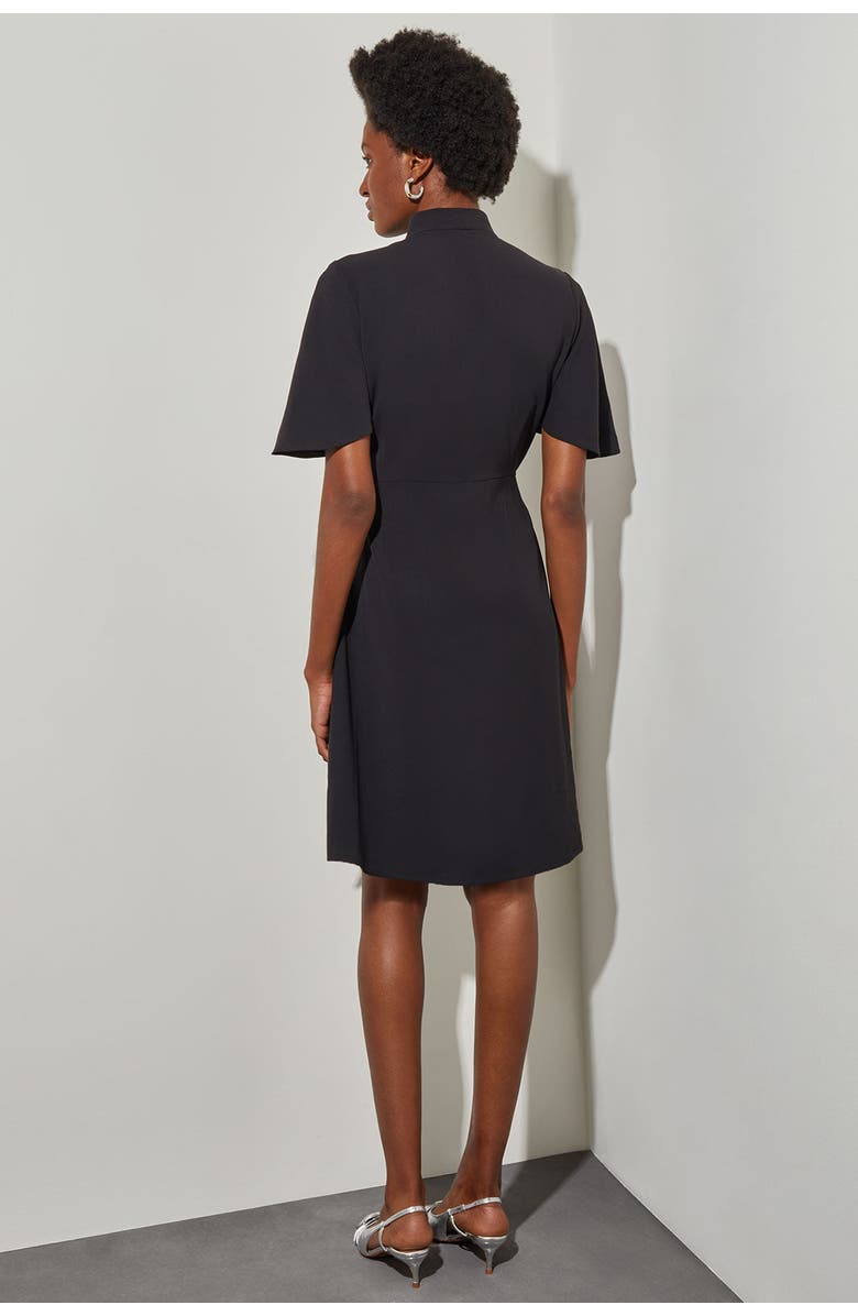 Ming Wang Butterfly Sleeve Crepe de Chine Wrap Dress, Alternate, color, Black