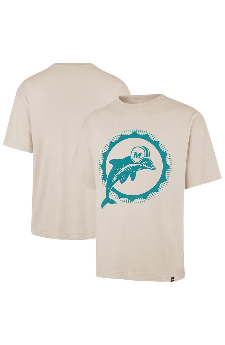 '47 Men's '47 Tan Miami Dolphins Bouldering Imprint Ravine Foundation Throwback T-Shirt, Main, color, Tan