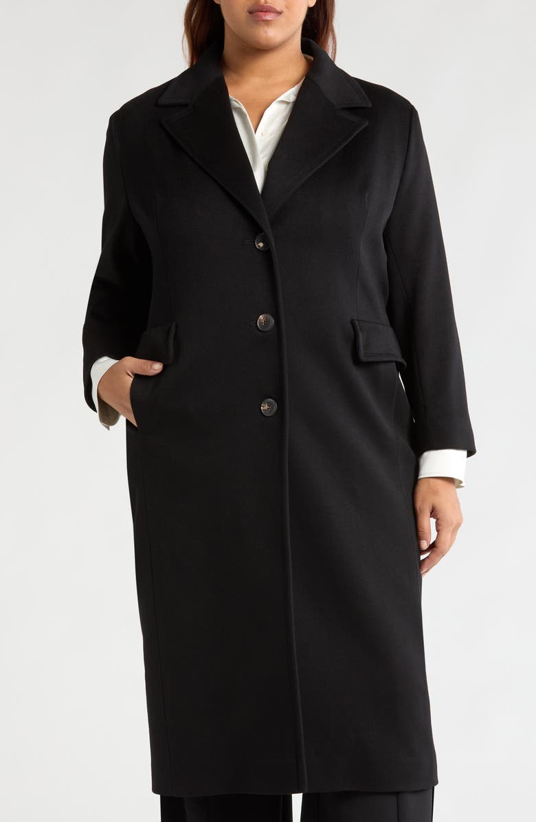 Fleurette Holland Longline Wool Coat, Alternate, color, Black