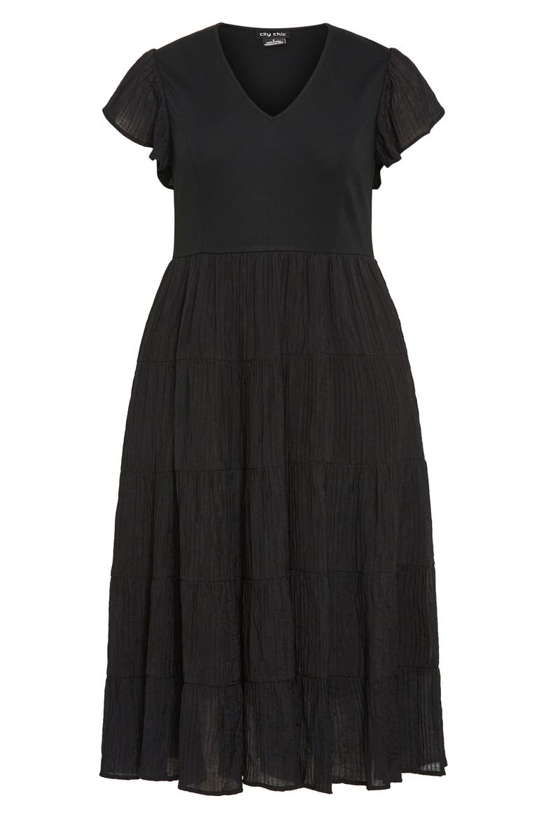 Marli Mixed Media Midi Dress, Alternate, color, BLACK