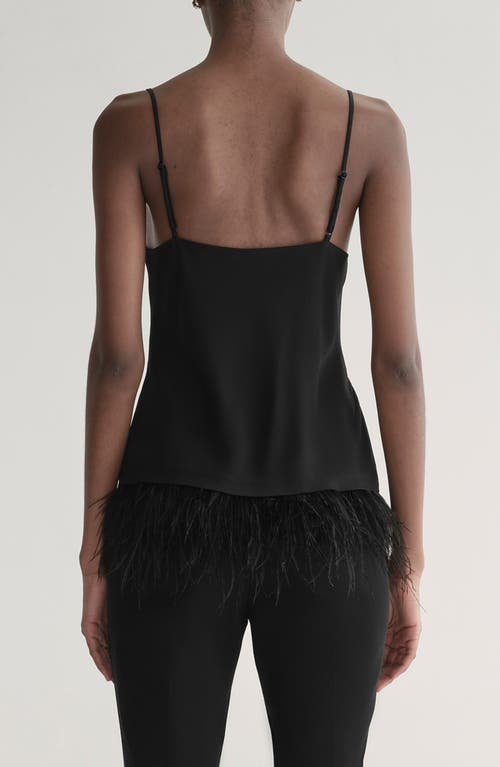 A.l.c . Eliza Feather Trim Satin Camisole In Black