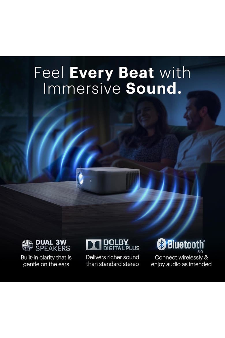 Flik X20 Smart Projector, 1080p Portable Projector with Google TV Dongle Built-In, Alternate, color, Black