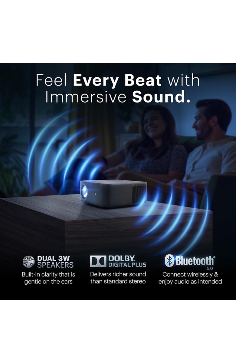 Kodak Flik X20 Full HD Smart Projector Kit with 100" Screen, Tripod, Remote, Wi-Fi, EVA Case, Alternate, color, Black