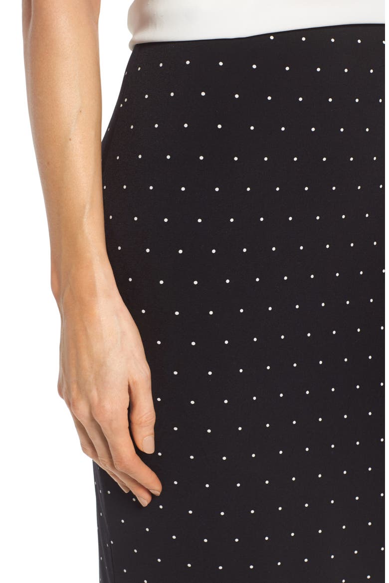 Pin Dot Faux Wrap Skirt, Alternate, color, RICH BLACK