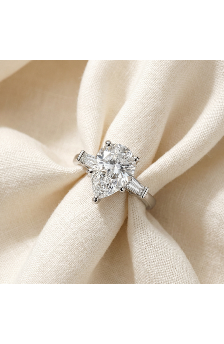 Bliss Diamond 5 3/4Ct Certified Pear & Baguette Diamond Engagement Ring 14k Gold Lab grown, Alternate, color, 14K White Gold
