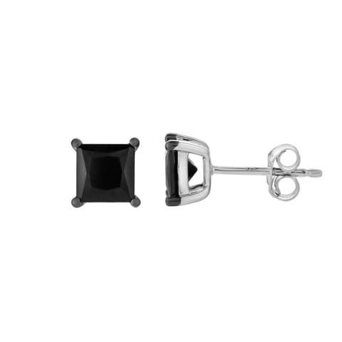 Kiri 1.9CT Princess Cut Black Spinel Stud Earrings 925 Silver