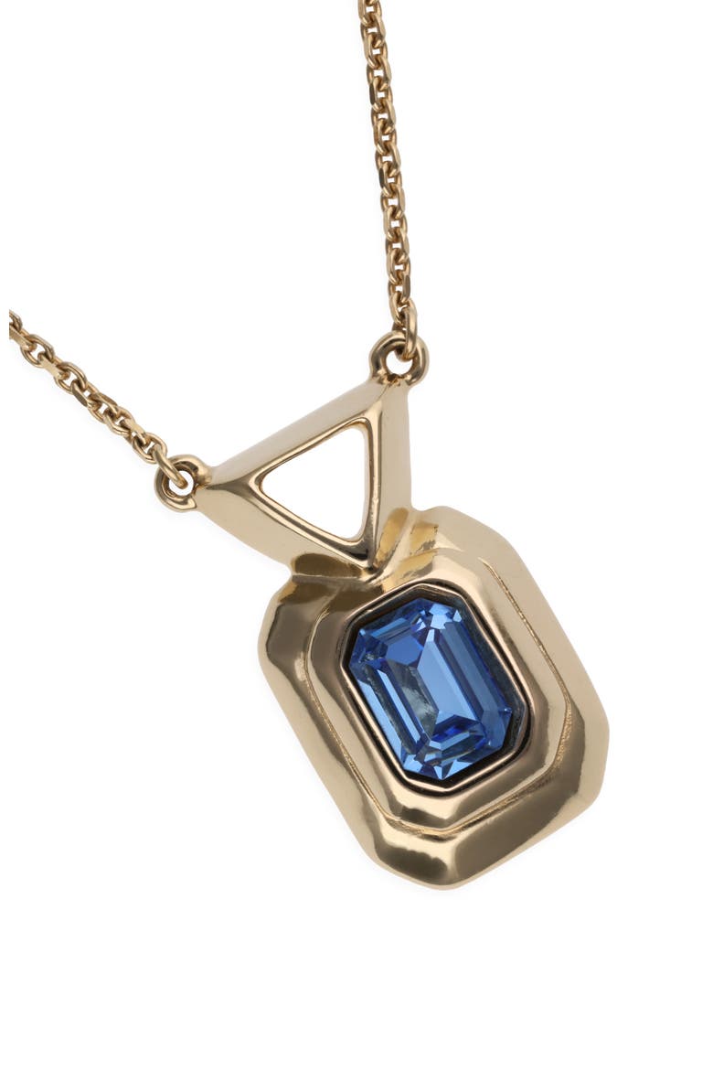 Gold-Tone Pendant Necklace with Blue Crystal, Alternate, color, Gold