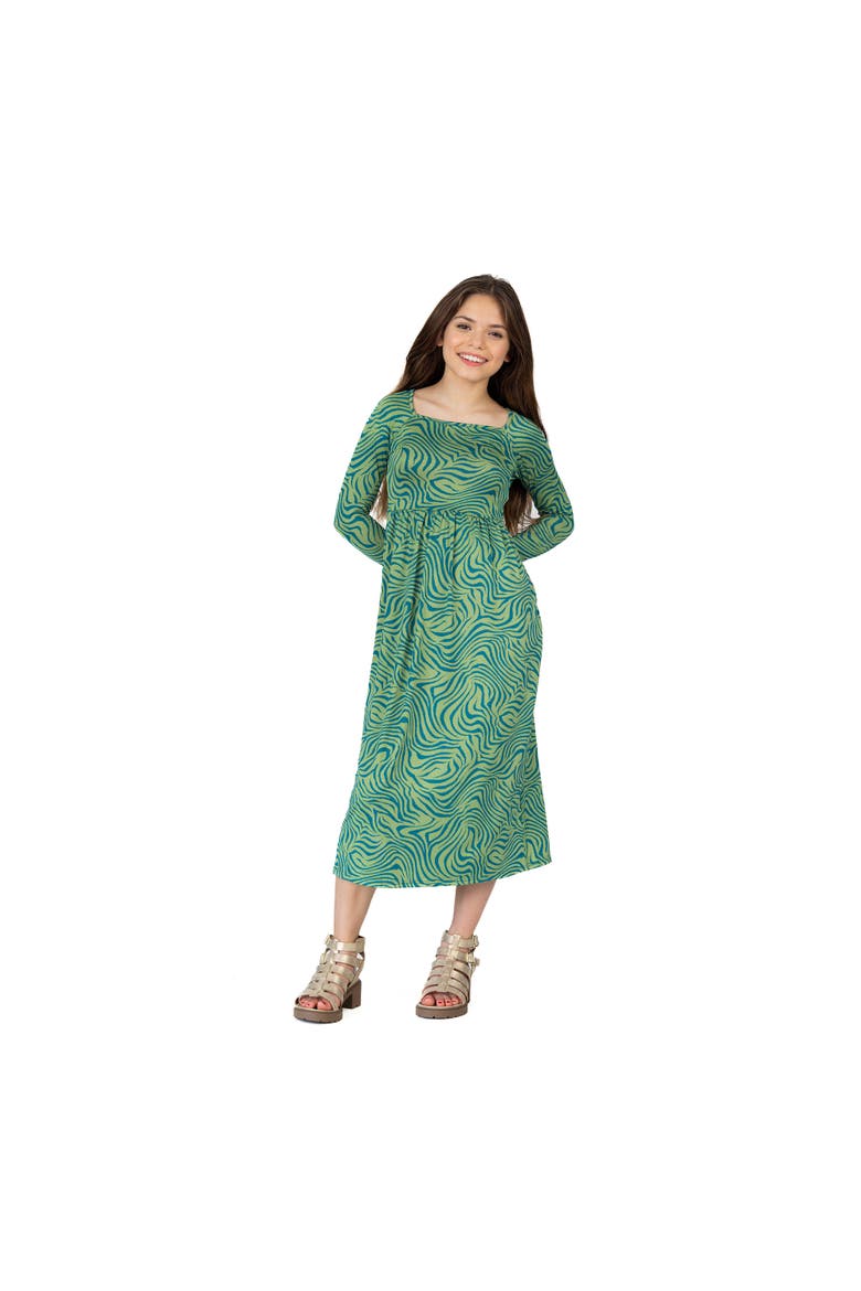 Green Print Long Sleeve Maxi Dress, Main, color, Green Multi