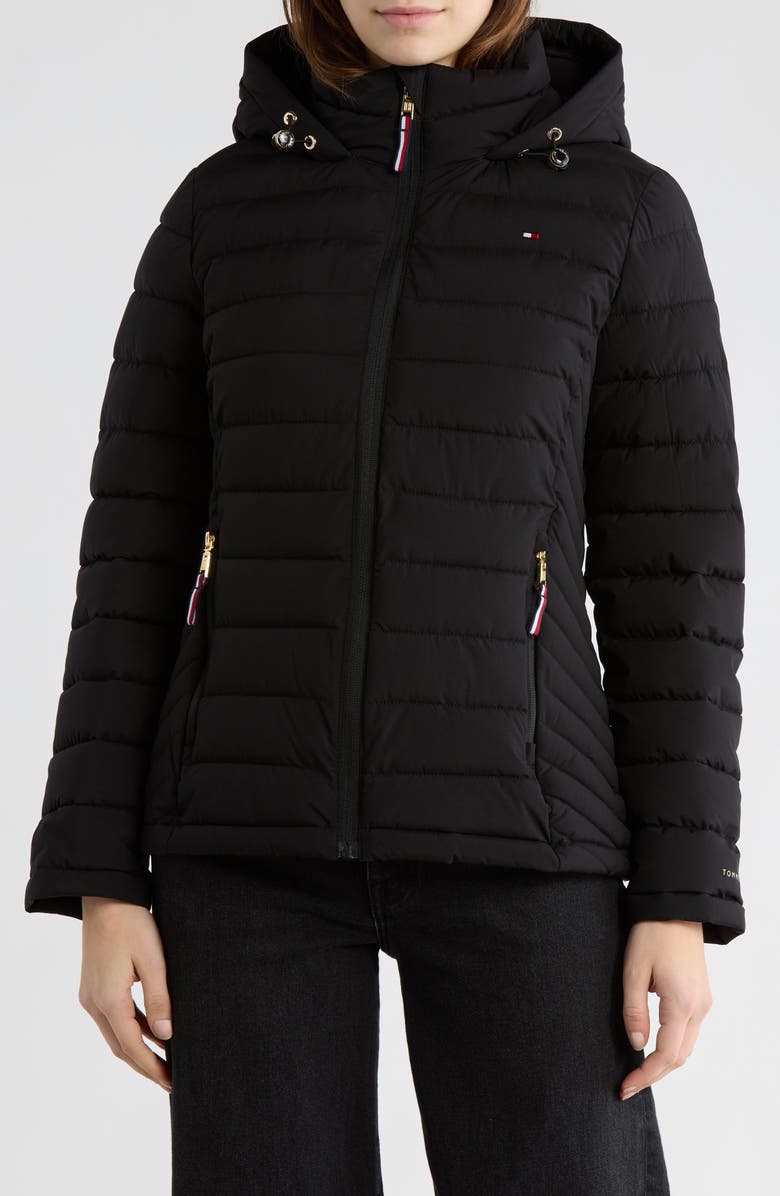 Tommy Hilfiger Stretch Water Resistant Quilted Jacket, Main, color, Black