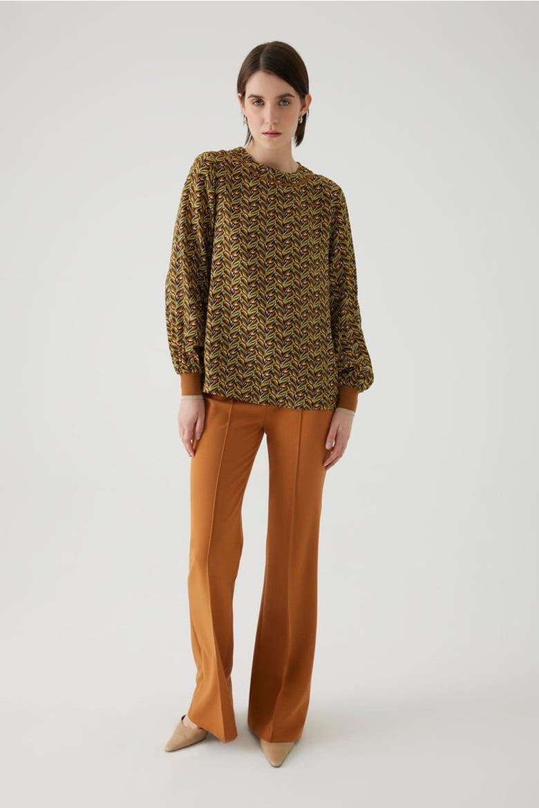 Adina Long Sleeve Blouse, Alternate, color, Brown