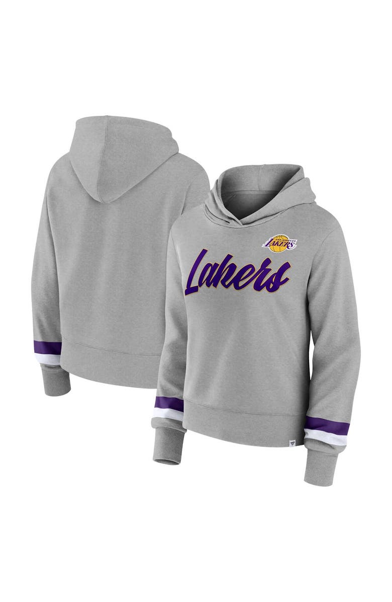 FANATICS Women's Fanatics Branded Heather Gray Los Angeles Lakers Halftime Pullover Hoodie, Main, color, 
