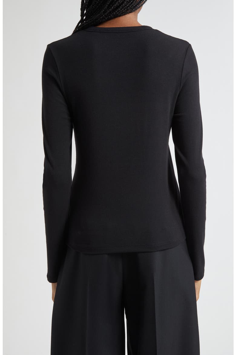 Luxe Long Sleeve Crewneck Top, Alternate, color, BLACK