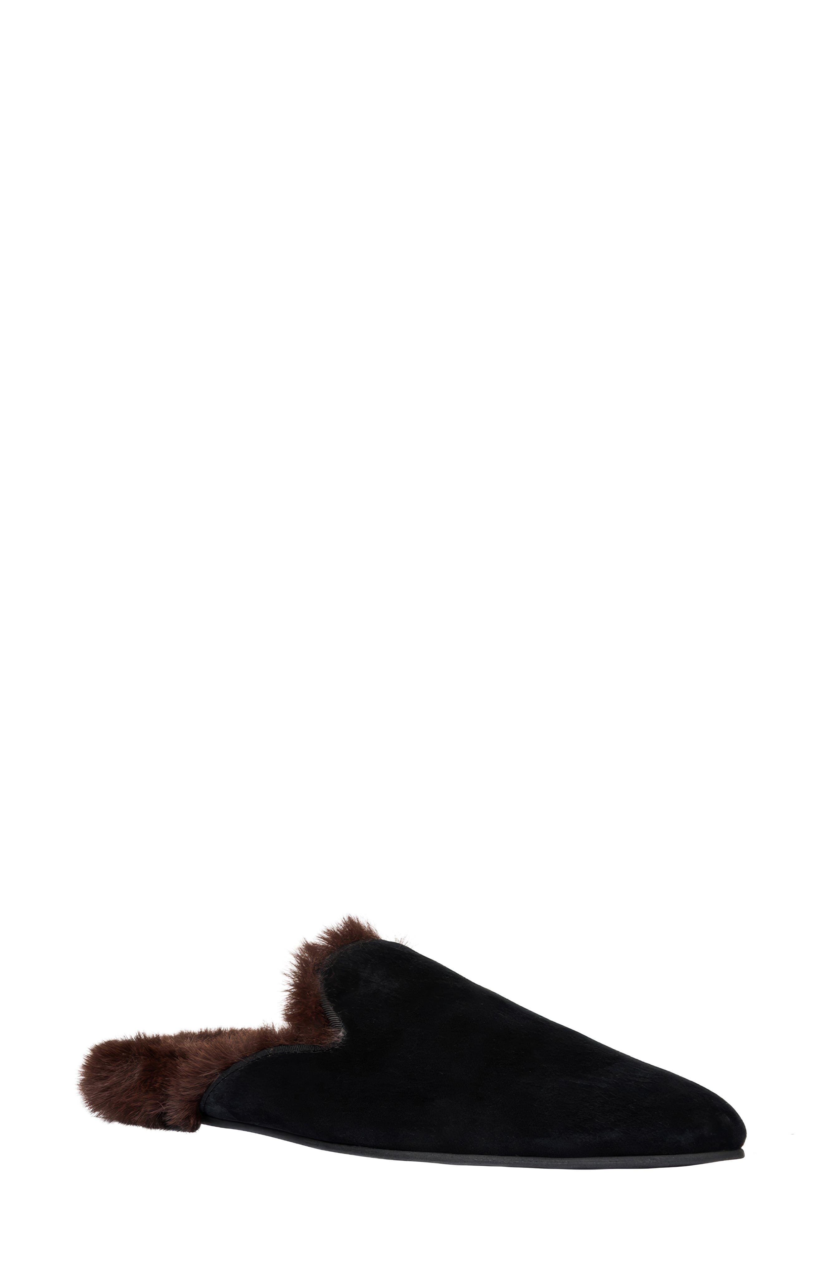 Daria Mule, Main, color, BLACK/ FAUX FUR