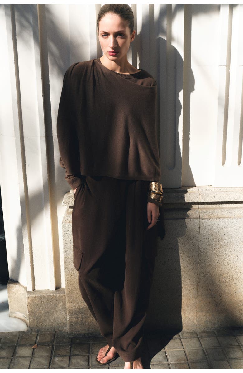 H&M Lyocell-blend Cargo Trousers, Alternate, color, Dark Brown