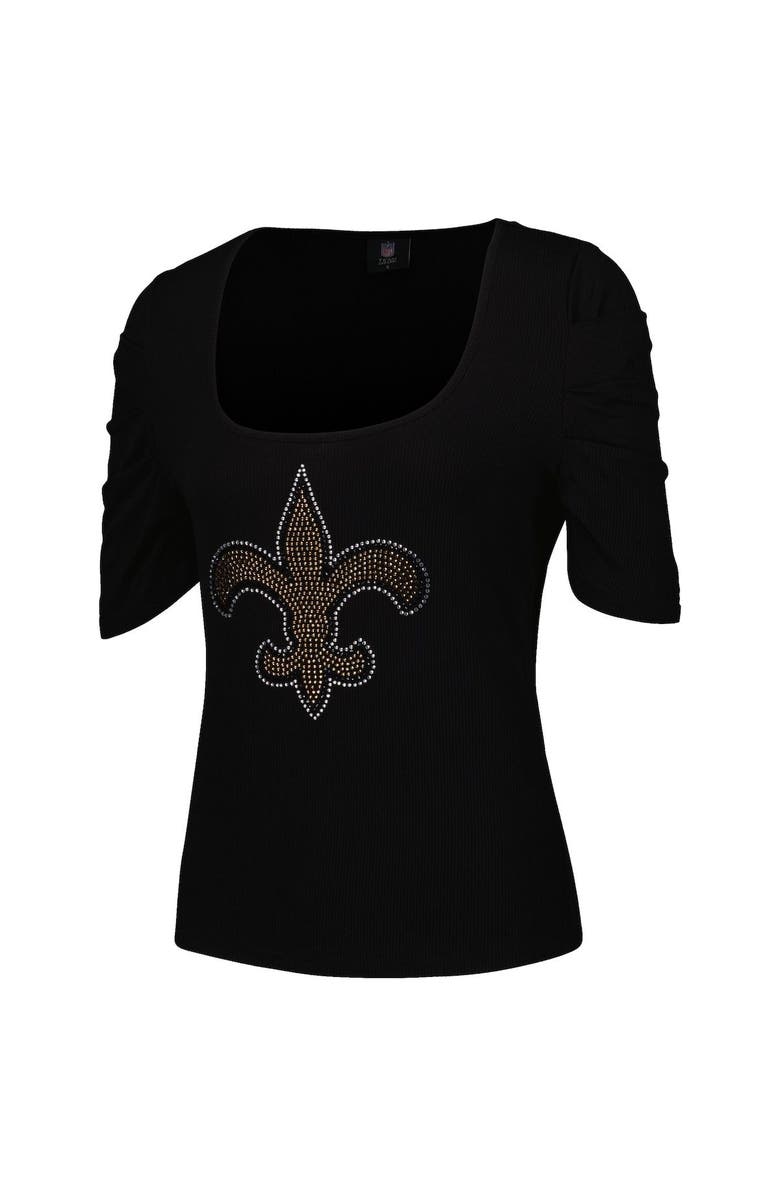CUCE Women's Cuce Black New Orleans Saints Puff Sleeve Square Neck Top, Alternate, color, 