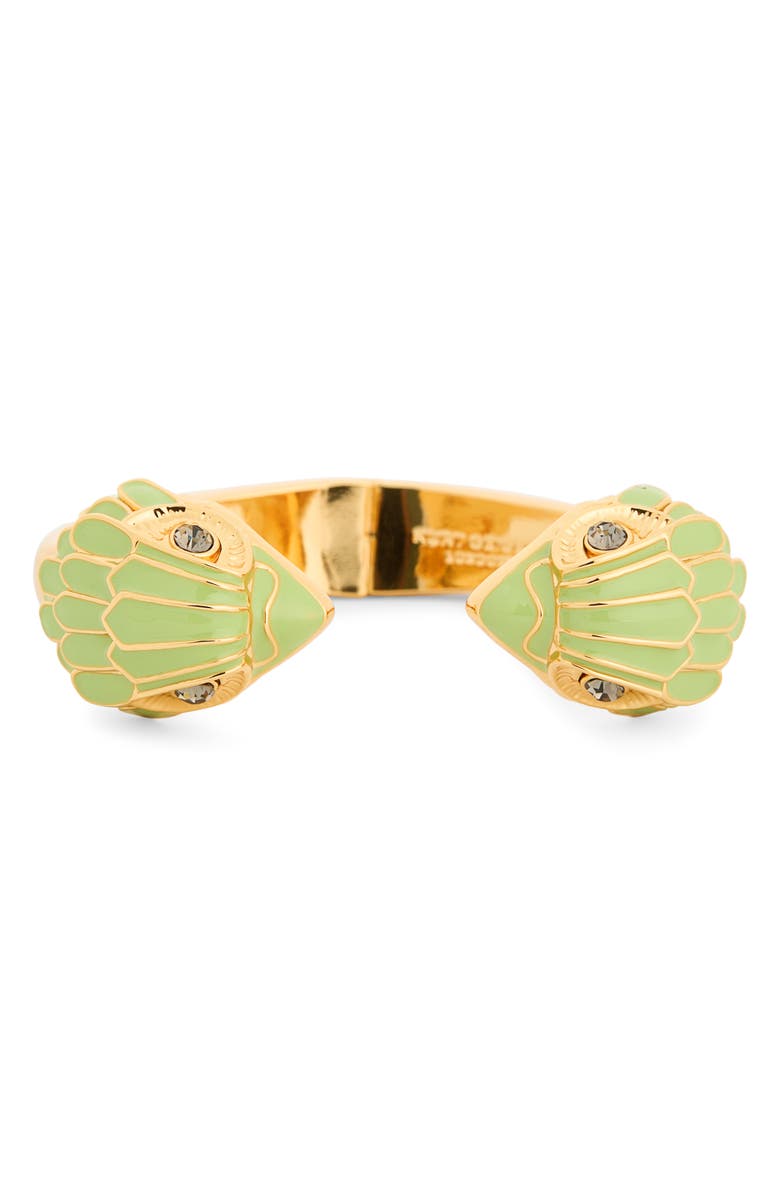 Kurt Geiger London Enamel Eagle Hinge Cuff Bracelet, Main, color, Green