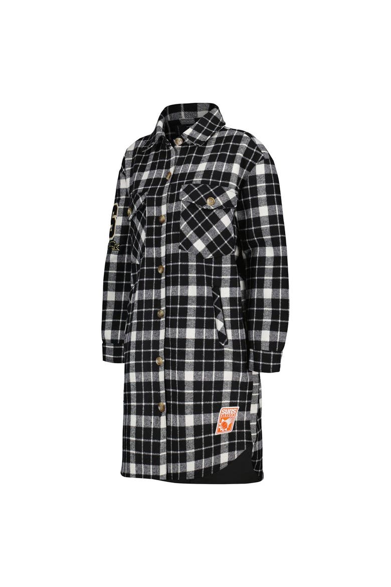 Women's Pro Standard White/Black Phoenix Suns Prep Plaid Button-Up Shacket, Alternate, color, White