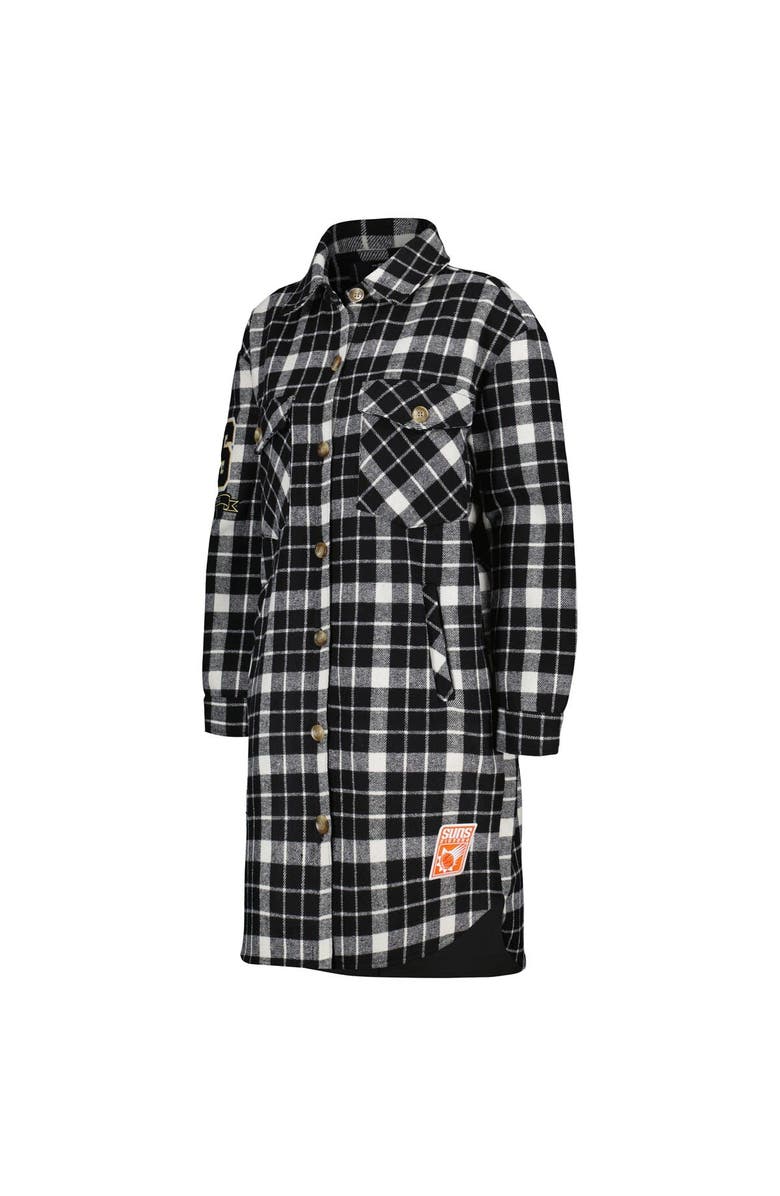 PRO STANDARD Women's Pro Standard White/Black Phoenix Suns Prep Plaid Button-Up Shacket, Alternate, color, White