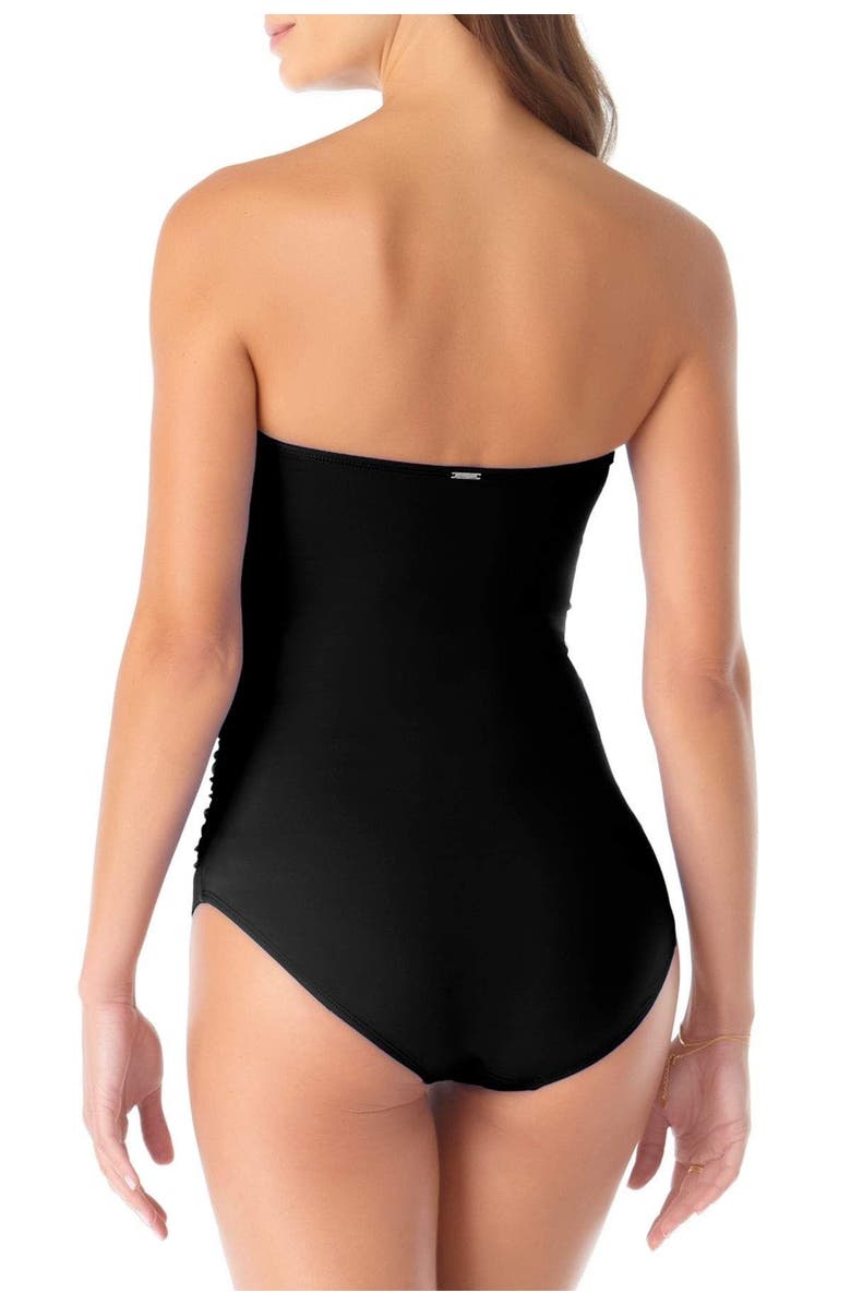 Anne Cole Women's Twist Front Shirred One Piece Swimsuit, Alternate, color, Black