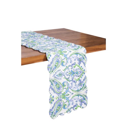 C & F Home C&f Home Juliet Quilted Reversible Bright Paisley Table Runner 14" X 51" In Blue