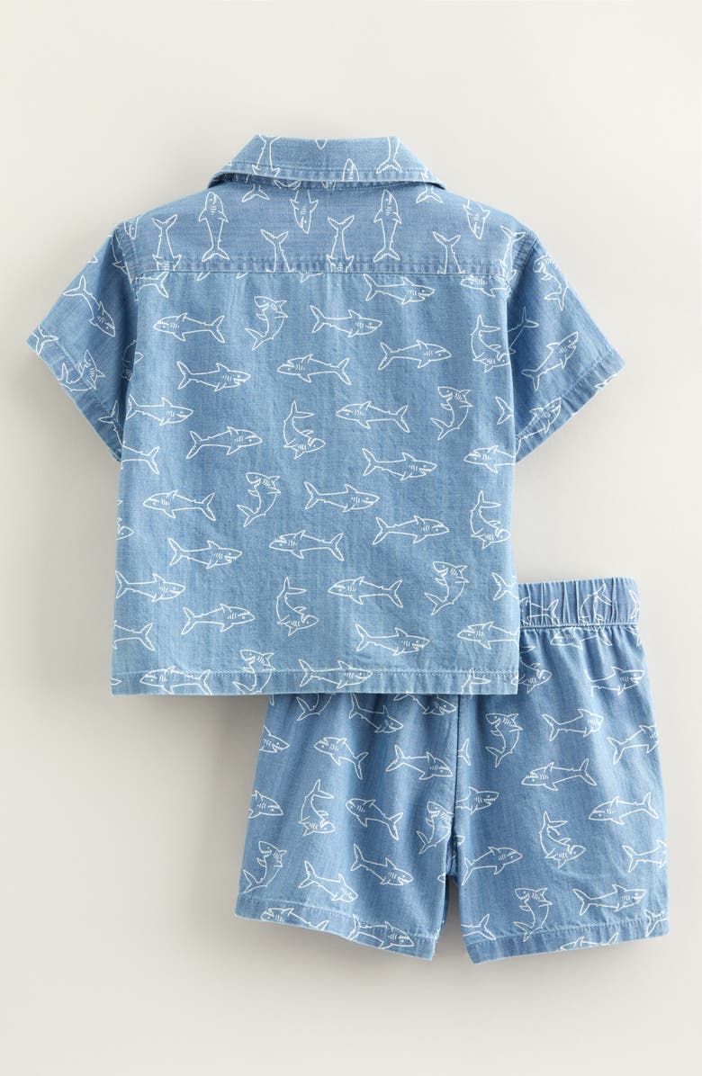 Tucker + Tate Camp Shirt & Drawstring Shorts Set, Alternate, color, Blue Wash Happy Shark