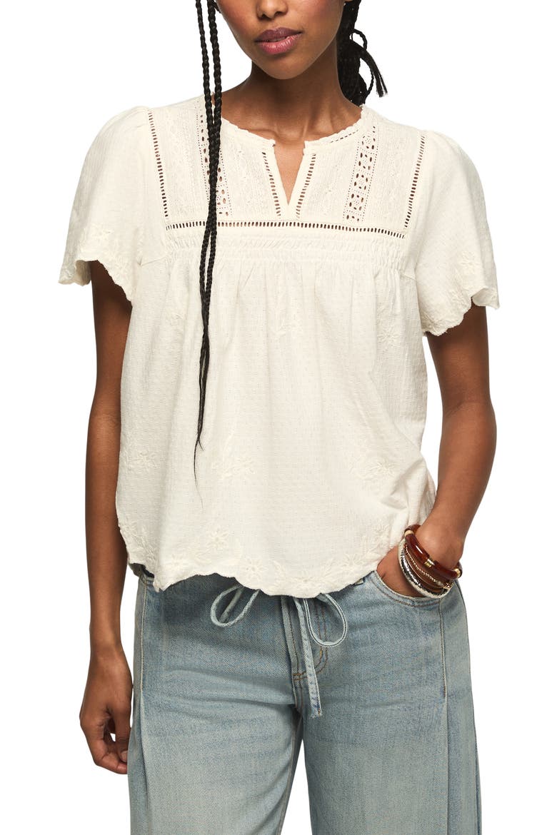 Lace Trim Top, Main, color, WHISPER WHITE