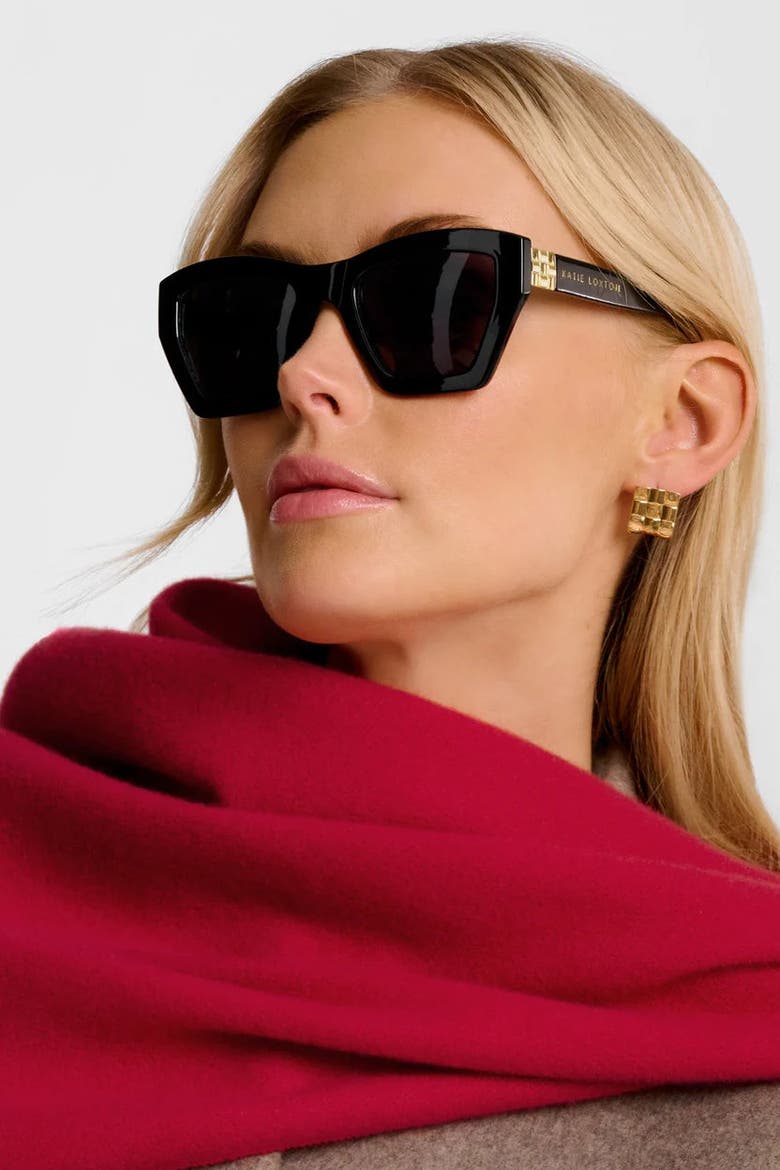 Palma Oversized Cat-Eye Sunglasses in Black, Alternate, color, Black