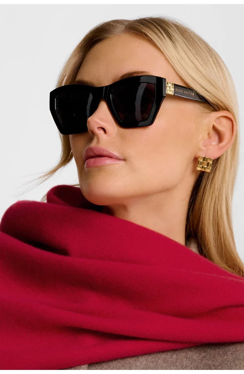 Katie Loxton Palma Oversized Cat-Eye Sunglasses in Black, Alternate, color, Black