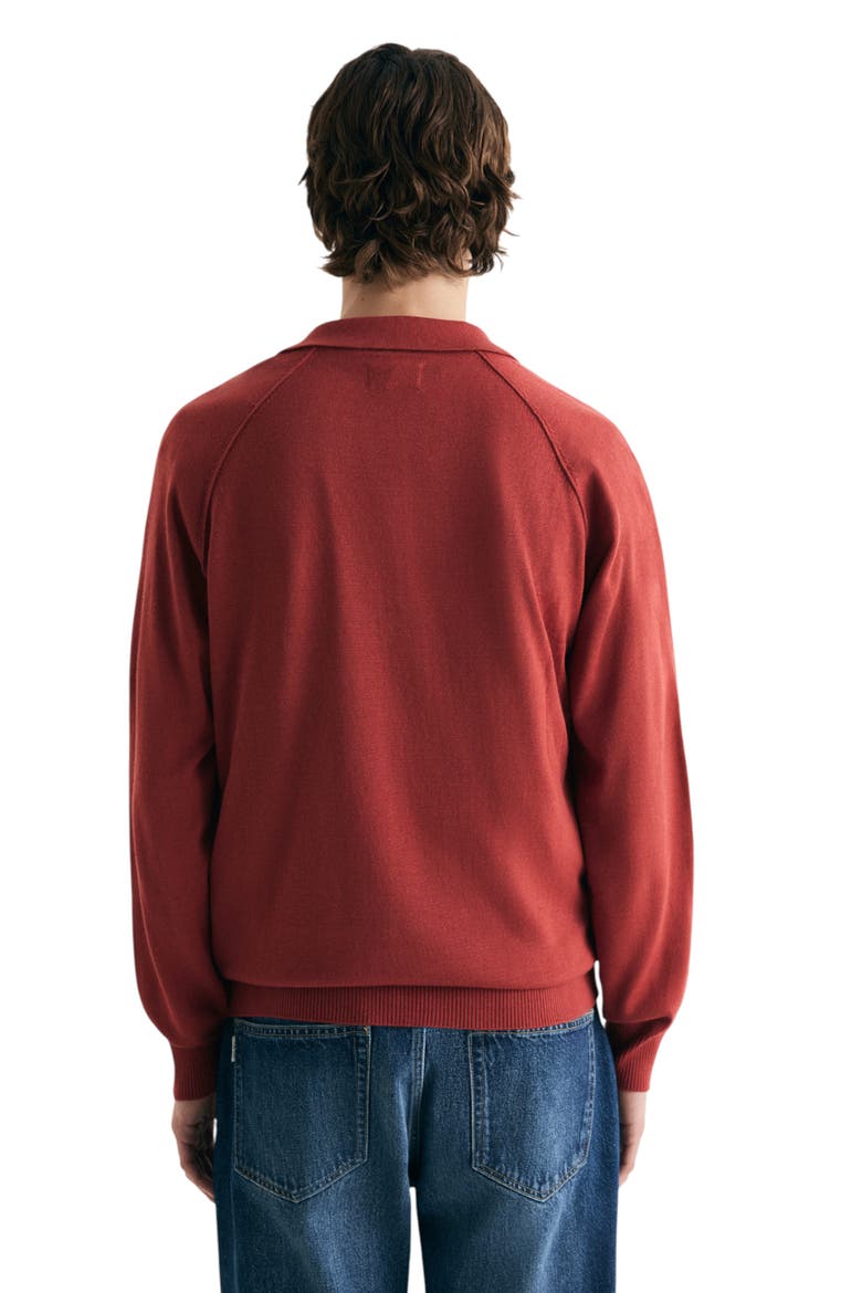 Raglan Polo Neck Sweater, Alternate, color, Red