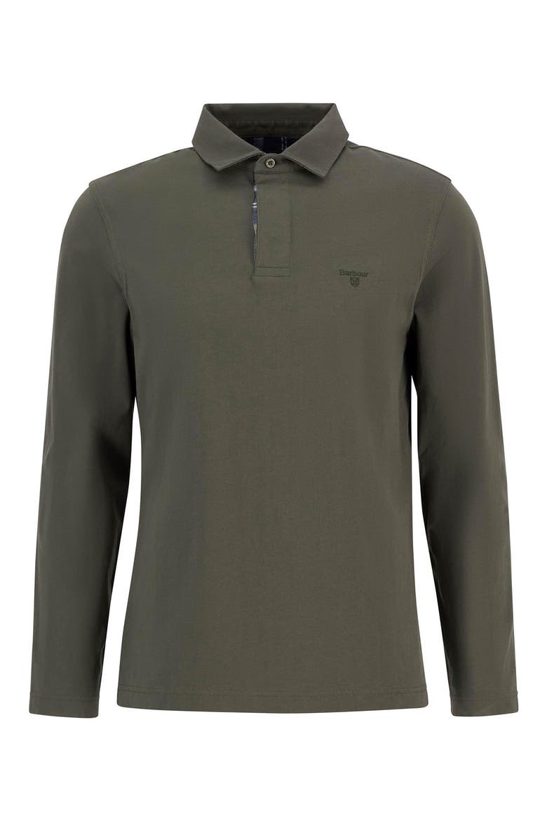 Margrove Tailored Fit Long Sleeve Cotton Polo, Alternate, color, MID OLIVE