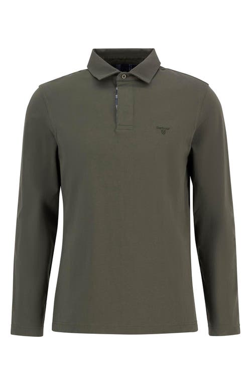 Barbour Margrove Tailored Fit Long Sleeve Cotton Polo In Gray