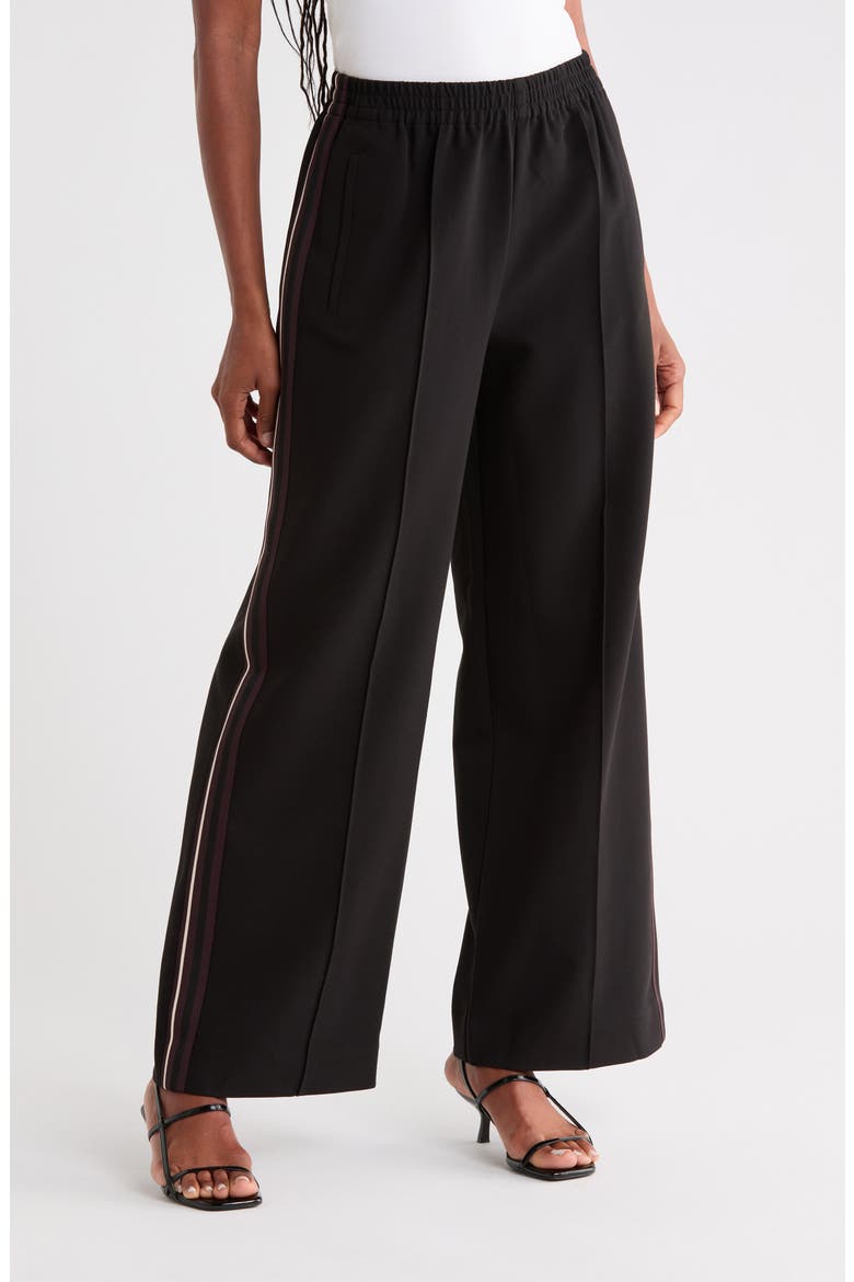 Robyn Side Stripe Wide Leg Pants, Main, color, BLACK