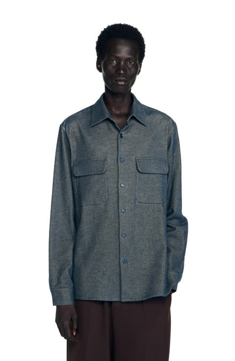 Flap pocket flannel shirt