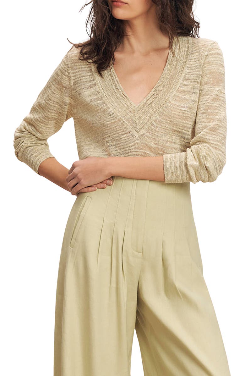 Veronica Beard Coleta Metallic Sweater, Main, color, Light Pistachio