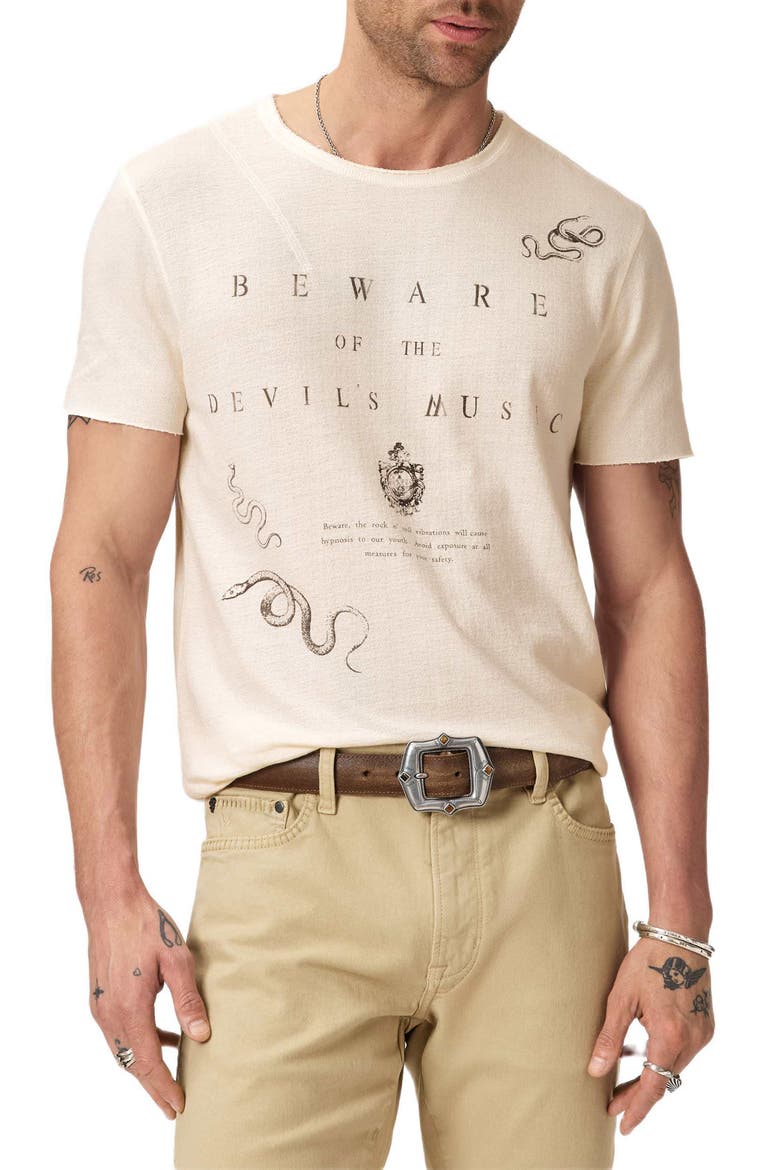 Raw Edge Graphic T-Shirt, Main, color, BUTTERCREAM