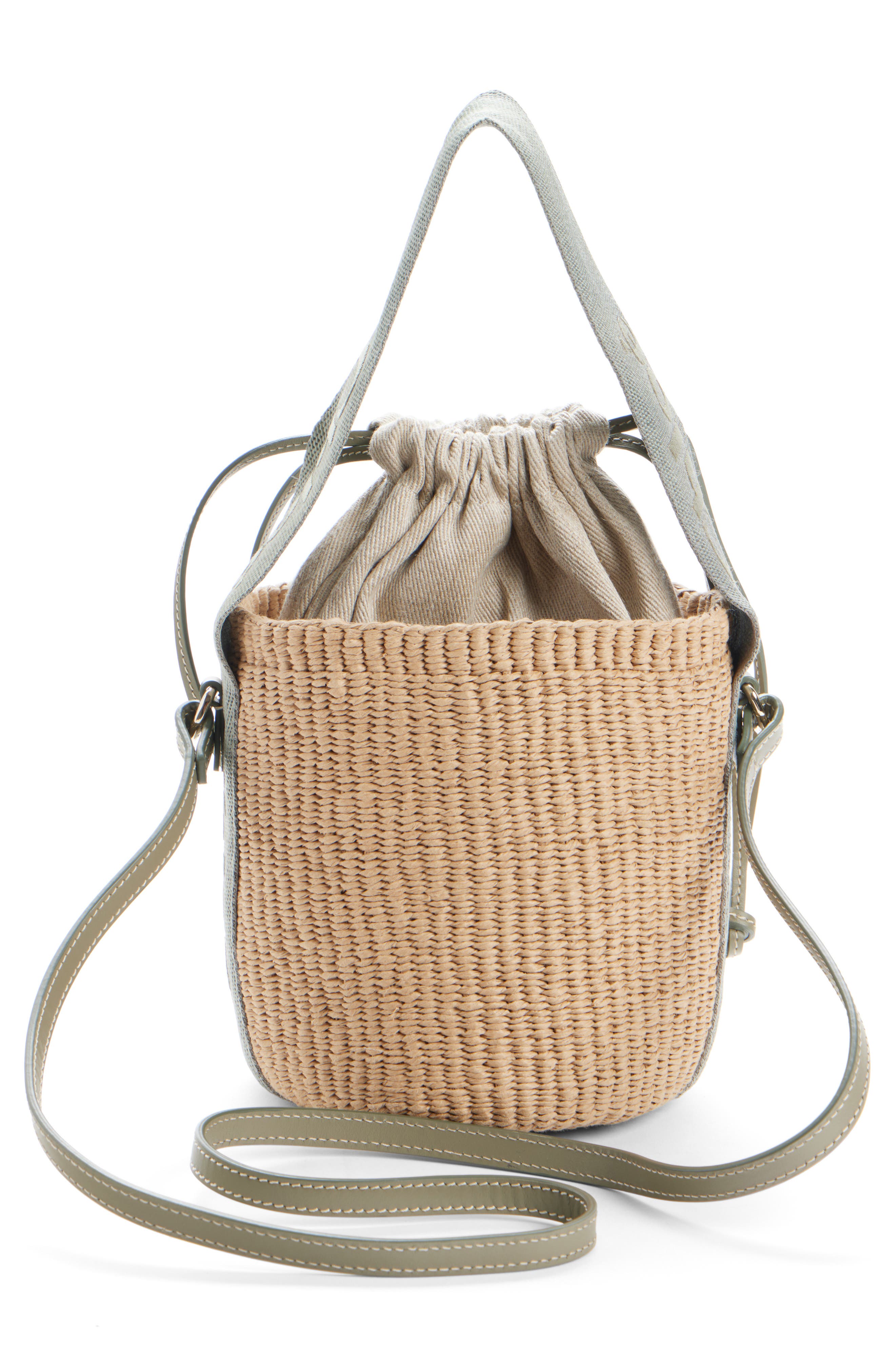 Chloé Small Woody Basket Bucket Bag, Alternate, color, Aloe Green